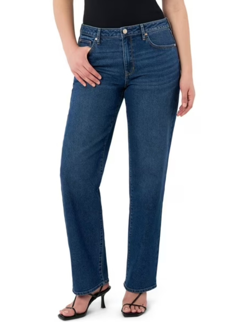 NWT Seven7 High-Rise loose Straight Leg Jeans women’s size 12 mid wash cotton